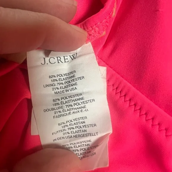 J. Crew Hot Pink One-Piece Swimsuit Ruched Sides Size 0 Vibrant Plunge Swimming - Picture 8 of 8
